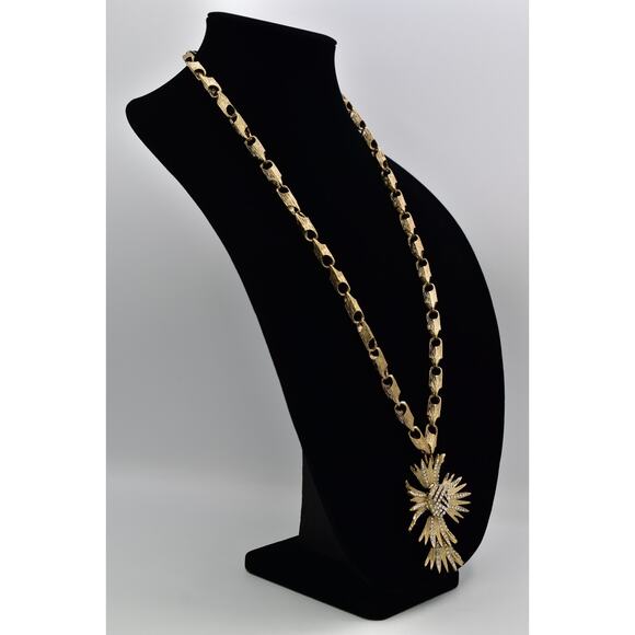 OPC Vintage Statement Cross Necklace Crystal Brushed Chunky Heavy Gold BinBD - Picture 4 of 12